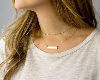Personalized Bar Necklace/Personalized Gift For Mom/Mother's Day Gift for Mom Custom Gold Bar Necklace/Personalized Gift for Grandma/Nana/V4