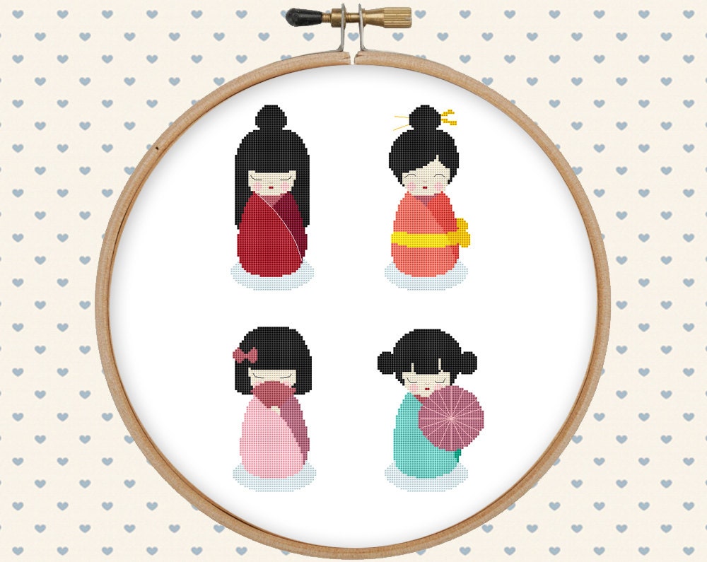 Japanese cross stitch pattern pdf instant download modern