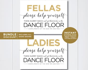 gold ladies bathroom sign, fellas, new years, party decoration, wedding bathroom basket sign, guest bathroom sign, party decor, gold sparkle