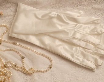 Ivory long gloves, ivory elbow long gloves, ivory satin gloves, ball gloves, ivory evening gloves, wedding gloves, bride ivory gloves 17inch
