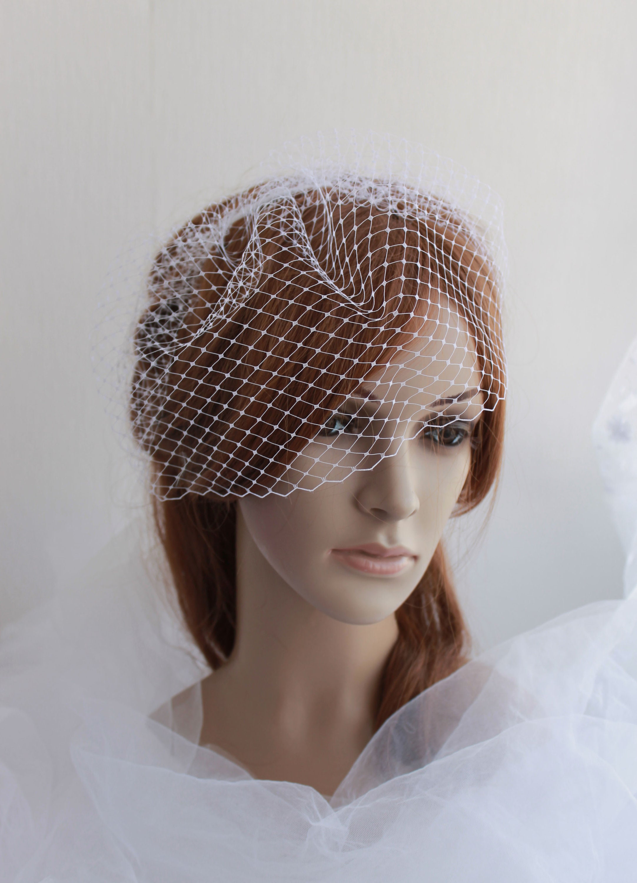 Birdcage veil Ivory White Black Bridal Wedding Veil Blusher wedding fascinator