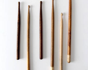 vintage drumsticks, wooden drum stick collection, percussion sticks
