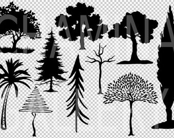trees svg, trees silhouette, tree cut files, tree PNG, stylized tree, tree clipart, tree vector, tree bundle, tree printable, commercial use