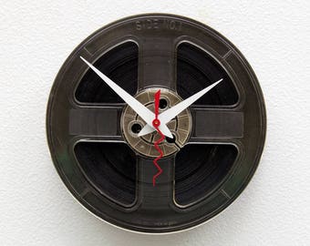 Recycled magnetic tape reel clock, reel to reel gift, Audio geek gift, music lovers gift, upcycled industrial clock, timepiece birthday gift