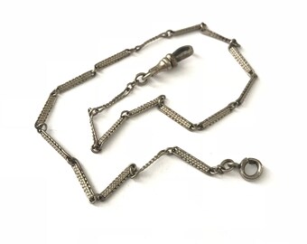 Vintage Silver Tone Watch Fob Chain