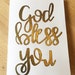 Hand Lettered Heat Embossed Greeting Cards - God Bless You - Blessed