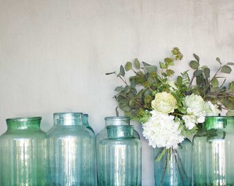 Hungarian Vintage Hand Blown Vase, Glass Flower Vase, Flower Arranging, Fruit Bowl, Vintage pickle vase, Glass, Farmhouse Table, Gift
