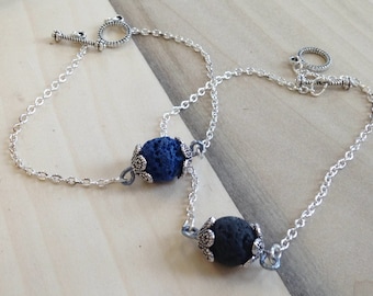 Essential Oil Diffuser Bracelet, Aromatherapy Bracelet, Lava Stone Bracelet, Diffuser Bracelet, Silver Chain Lava Stone Bracelet, Minimalist