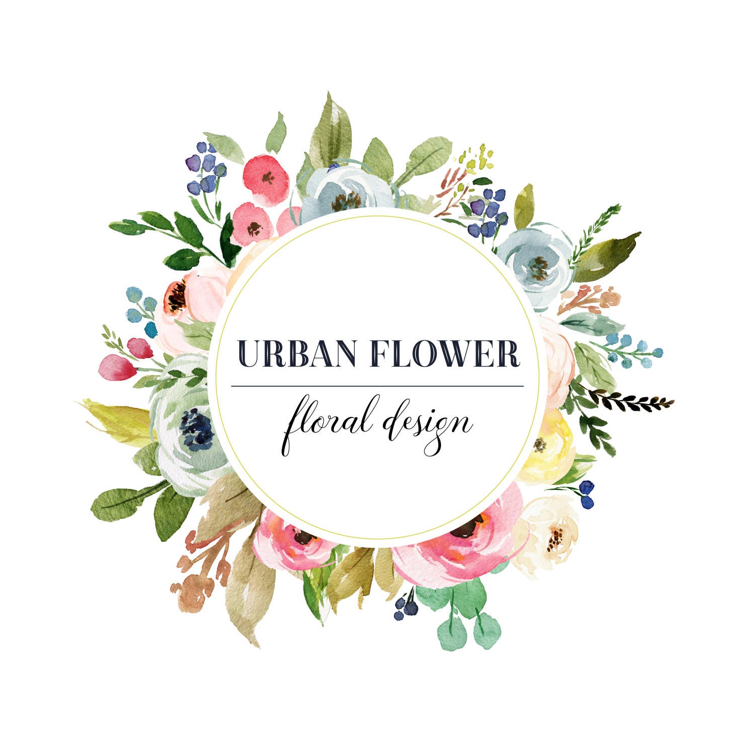 Floral Logo  Premade Logo  Design Floral Frame Logo  Circle