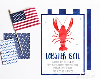 Lobster Invitation | Lobster Boil | Lobster Bake | Lobster Party | Lobster Invite | Seafood Boil | Invitation | Nautical