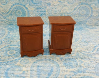 Reliable Plastics End Tables Miniature Doll House Toy Bedroom Canadian Made Brown