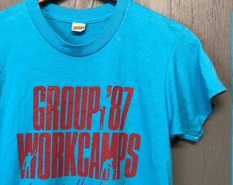 S thin vintage 80s 1987 Workcamp screen stars t shirt