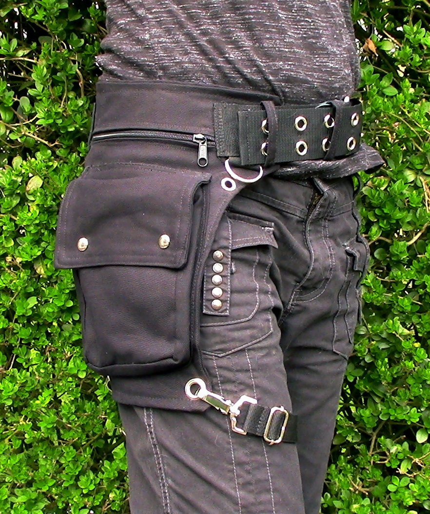 Utility belt with removable thigh strap and 5 cm metal buckle