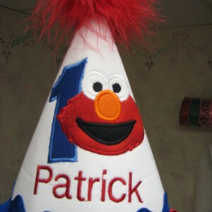 Elmo boys first birthday hat, smash cake hat, party hat, boys 1st birthday, 2nd birthday, free personalization