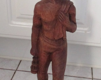 Vintage figure,hand carved sculpture,minerstatue