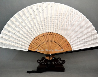 Japanese White hand fan Cloth fabric, Kimono Sensu, hand fan, folding fan, wedding fan, dancing fan