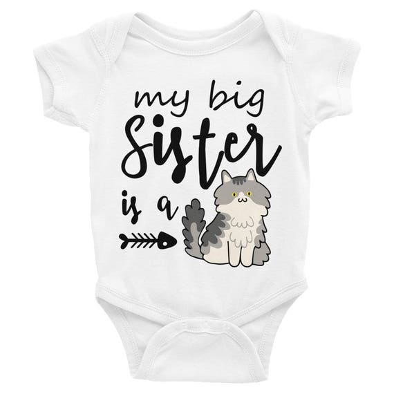 Funny Baby Onesie ® , Little Sister Onesie, My Big Sister is a Cat, Funny Baby Clothes, Funny Baby Shirts, Baby Onesie, Funny Onesie