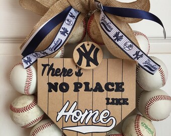 New York Yankees Baseball Wreath Made With Real Leather Baseballs