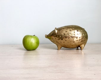 Ben Seibel, mid century brass, Jenfred ware, Brass Figurine, Pig Figurine, brass piggy bank, Mid Century Figurine, Metal Pig, Aged Brass