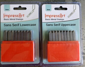 ImpressArt 3mm Sans Serif Metal Stamp Set, Basic Metal Stamps, Uppercase or Lowercase, For Soft Metals