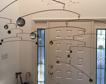 Calder-style Modern Glass Sphere Mobile