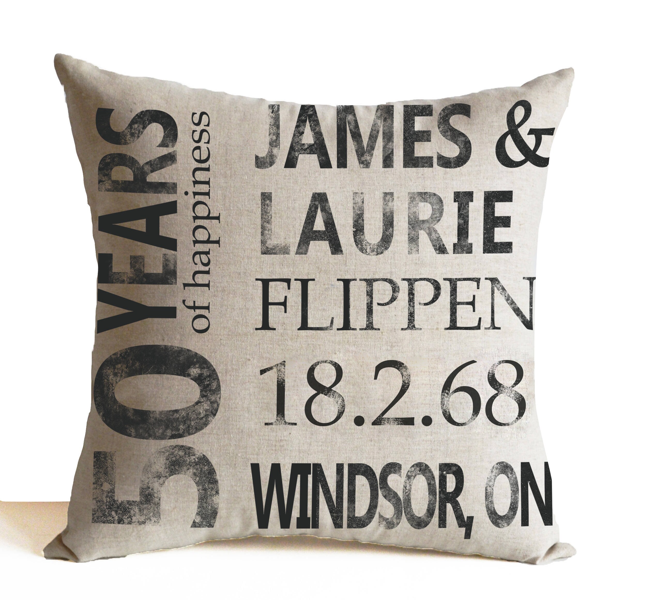 50th Anniversary Pillow Cover Gift For Couple Personalized