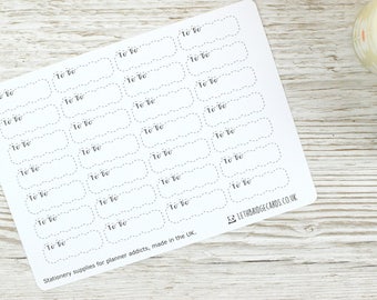 To Do Dashed Scalloped Quarter Box Planner Stickers; Vinyl Matt Stickers; Erin Condren Sized; Happy Planner; Filofax; Kikki K