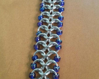 European 4 in 1, beaded chainmaille bracelet