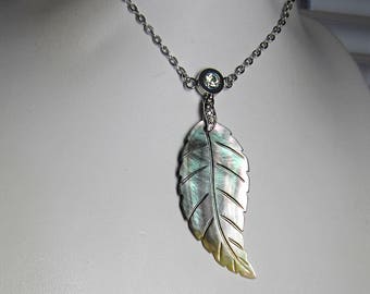 Hand Carved Mother of Pearl on a Hypoallergenic Chain