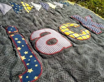 Modern Personalized Baby Boy Quilt