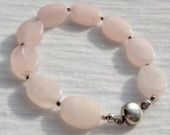 60| Rose quartz and Sterling Silver bracelet