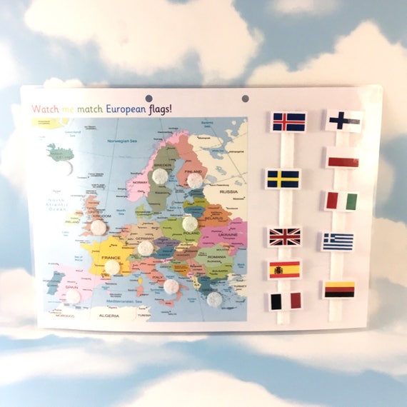 European flags and map KS2 Matching game geography year 3