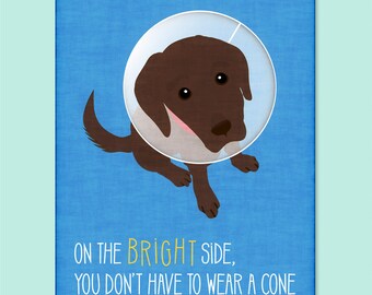 Funny Dog Greeting Card - get well soon card - funny get well soon card - dog get well soon card - cone card - dog cone card - feel better