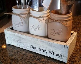 Flip Stir Whisk Mason Jar Utensil Holder Flip Stir Whisk Mason Jar Utensil Holder