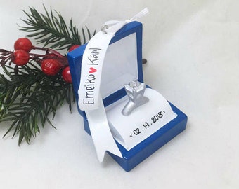 Engagement Ring Personalized Christmas Ornament / Engagement Ornament / Engaged / Gift for Her / She said yes