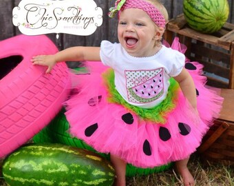 Watermelon Birthday Tutu, First Birthday baby tutu, watermelon tutu, hot pink lime green watermelon tutu, watermelon birthday tutu outfit