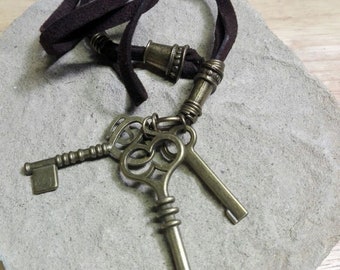 Alcantara necklace with keys and lace