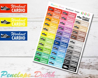 Cardio Running Workout Fitness Planner Stickers | Gym Weight Loss Stickers GLOSSY