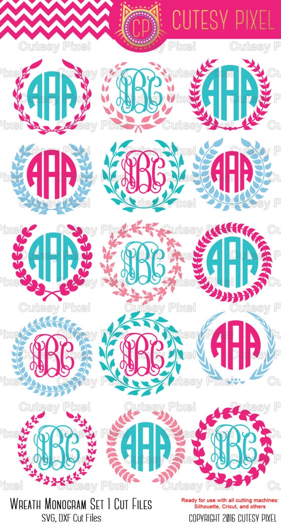 Laurel Wreath Designs Monogram Svg cutting file wreath