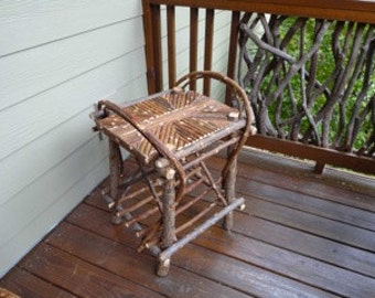 Hand crafted willow/twig Adirondack end table