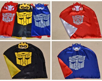 Transformers Masks & Capes ~ Superhero Costume ~ Great for Boy Kids Child Toddler Birthday Party Outfit. Personalized Name Available