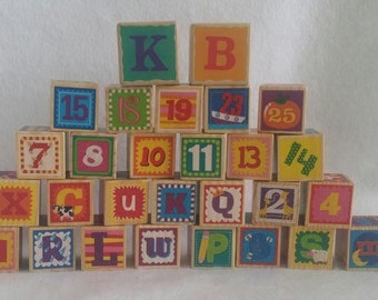Lot of Wooden Alphabet and number blocks