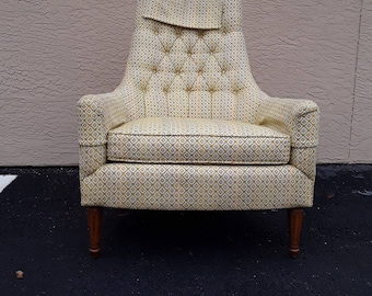 Mid century tall back upholstered chair