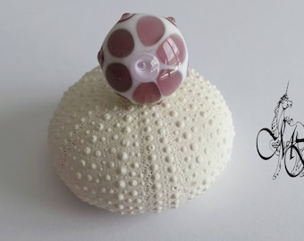 White rose Lampwork bead ring