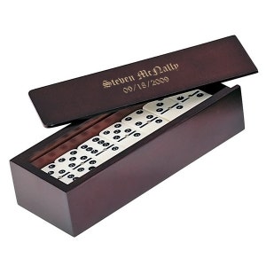 Domino Set with Custom Engraved Rosewood Box
