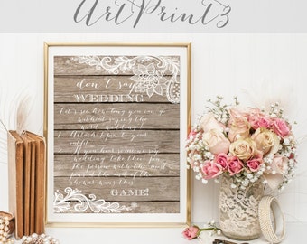 Rustic Bridal Shower Don't Say Wedding Game, Bridal Clothes Pin Game, Wood&Lace Don't Say Bride Game, Fun Bridal Shower Game,Clothespin Game
