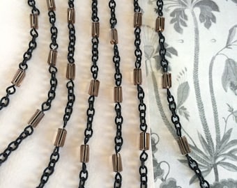 SALE PRICE!!!! Smoke Topaz Rosary Chain, Square Glass Bead Chain, 3Ft