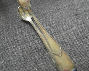 antique silver plate simple sugar tongs