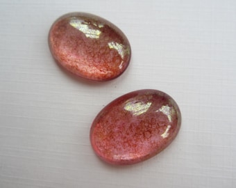 Czech Rose Luster Glass Cabs 25x18mm 2Pcs.