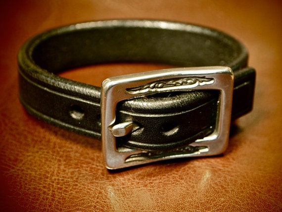 Leather bracelet cuff Lean Black wristband Sexy made in for YOU in Brooklyn USA by Freddie Matara!